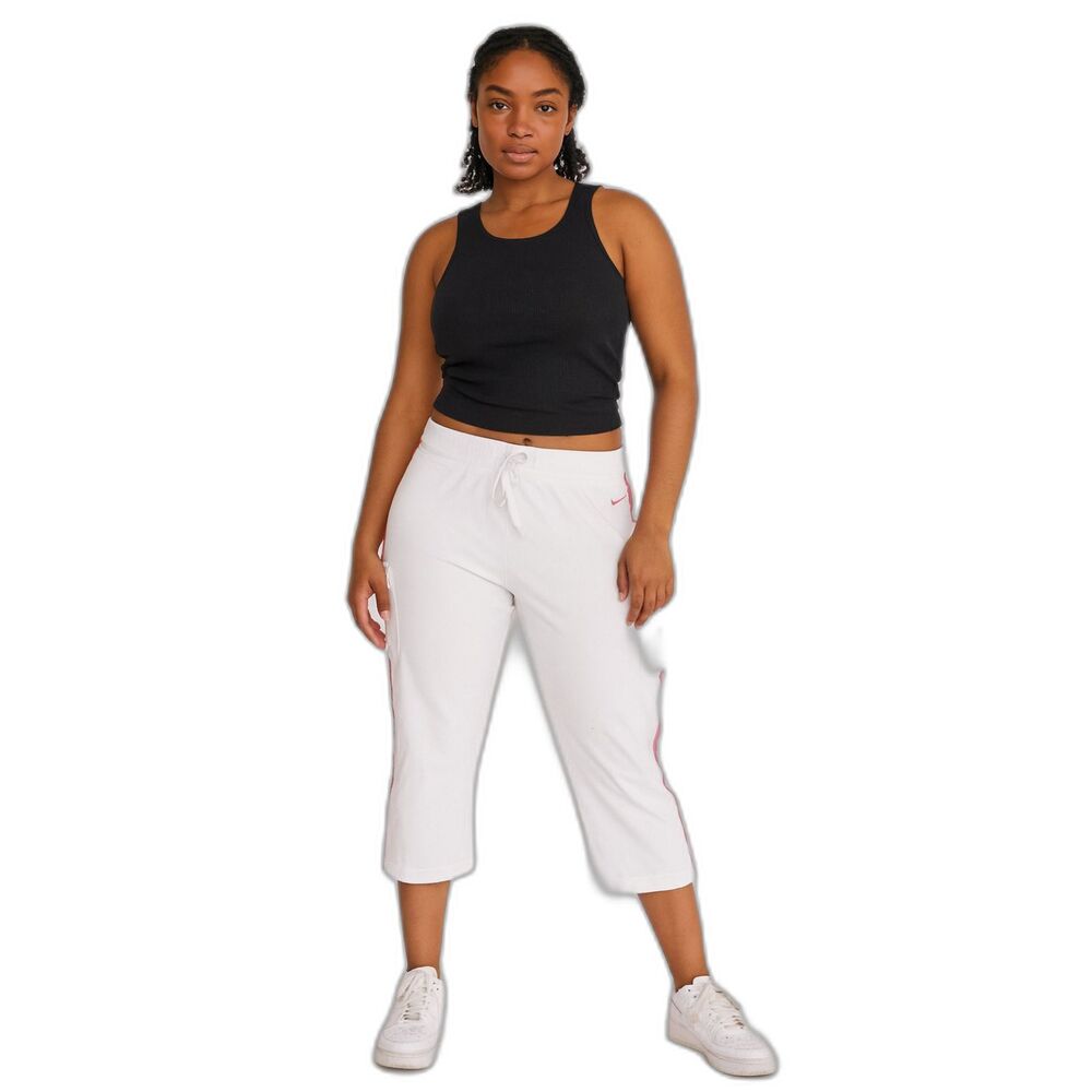 Nike cotton crop sporty cargo pants white and pink